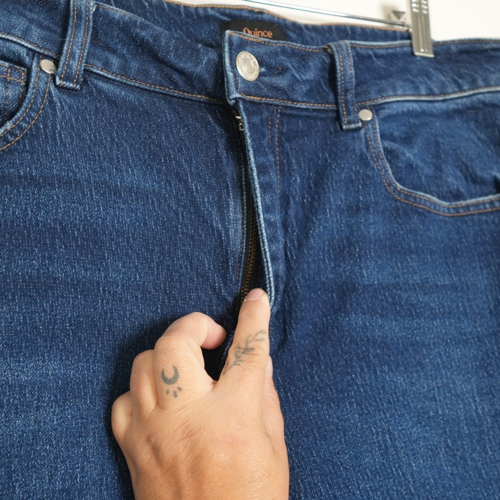 Quince Wide Leg Jeans Womens 32 Blue High Rise Cropped Comfort Stretch Denim - Picture 7 of 10